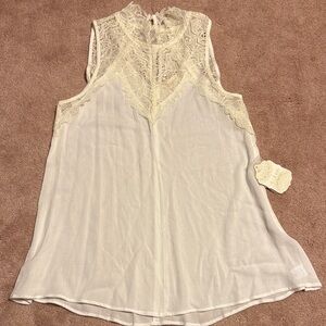 Altar'd State Lace Detail Sleeveless Blouse - Cream